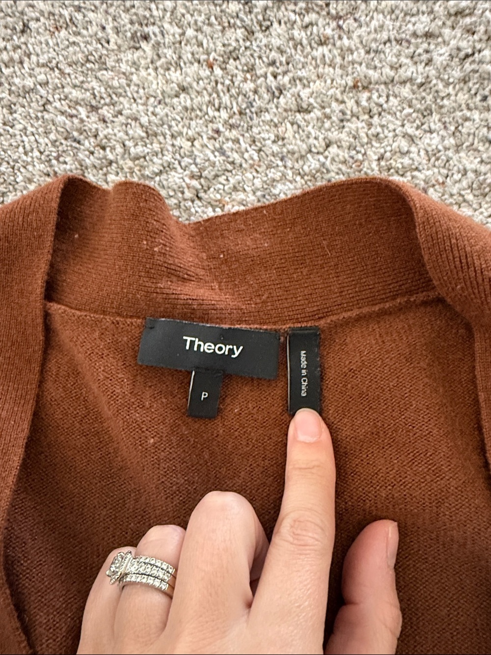 Theory Women's Open-Front Long Cardigan Sweater Rust P - Picture 5 of 6